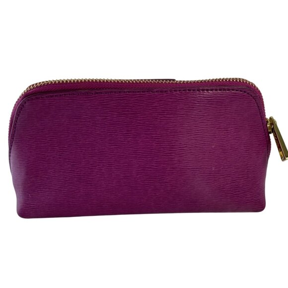 Ralph Lauren Purple Leather Cosmetic Bag W/Gold Zipper & Monogrammed RLL Logo - Picture 3 of 10